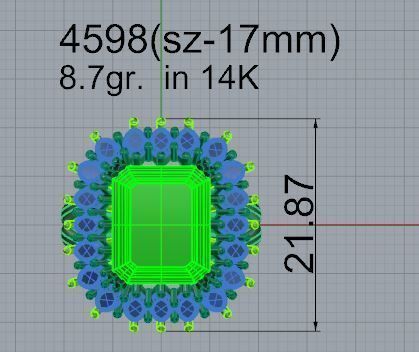 Emerald Cluster Ring 4598 3D print model_4