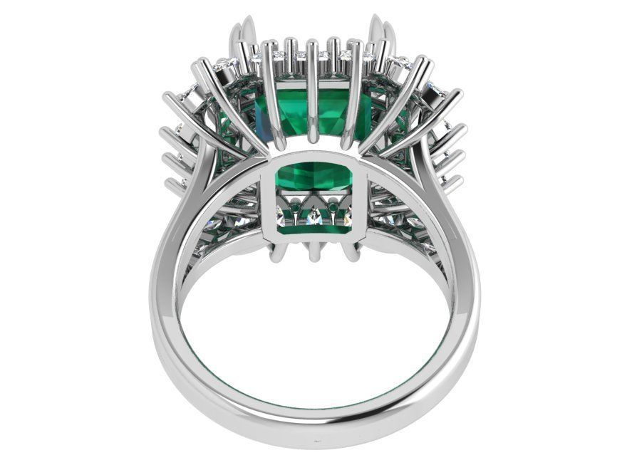 Emerald Cluster Ring 4598 3D print model_3
