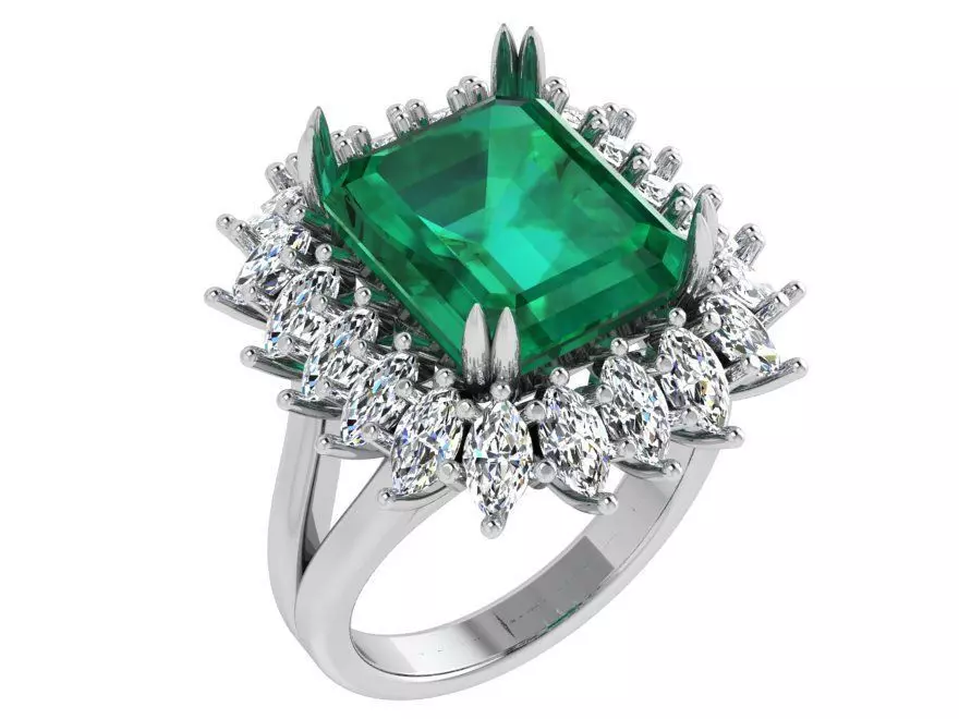Emerald Cluster Ring 4598 3D print model_0