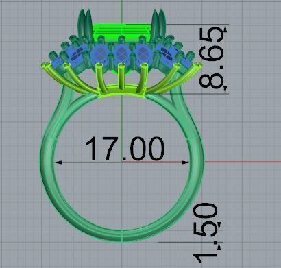 Emerald Cluster Ring 4598 3D print model_5