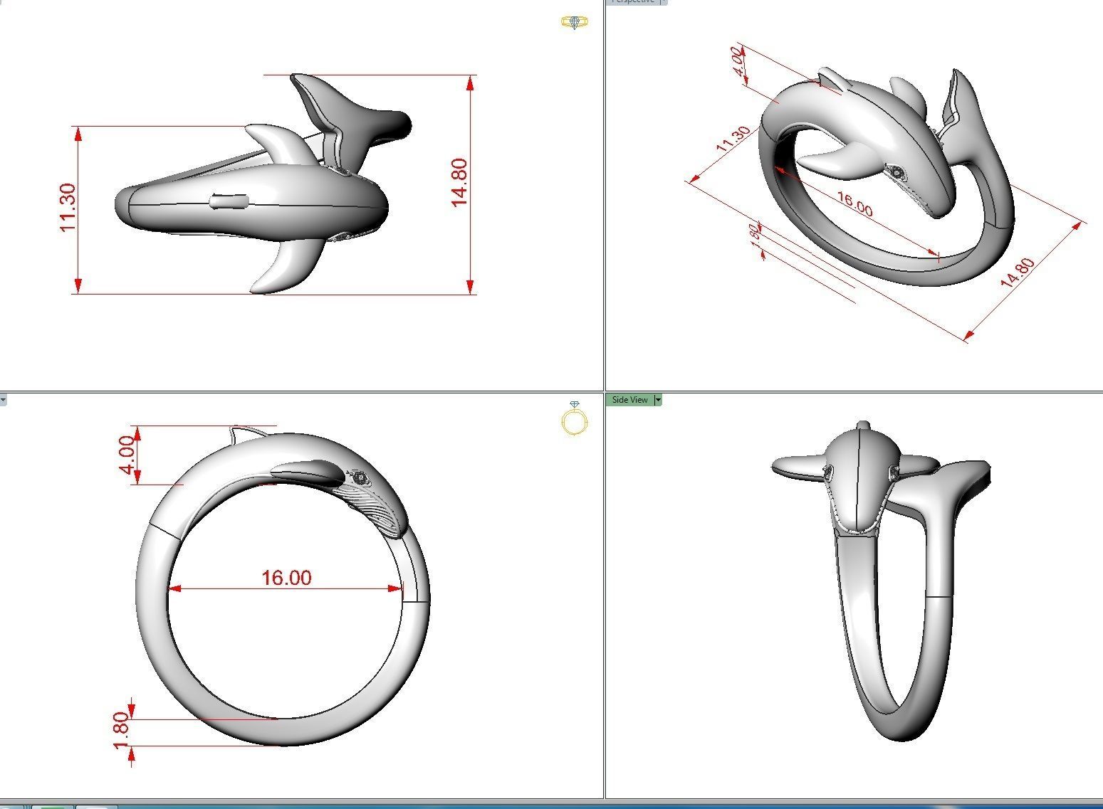 Whale Ring 3D print model_5