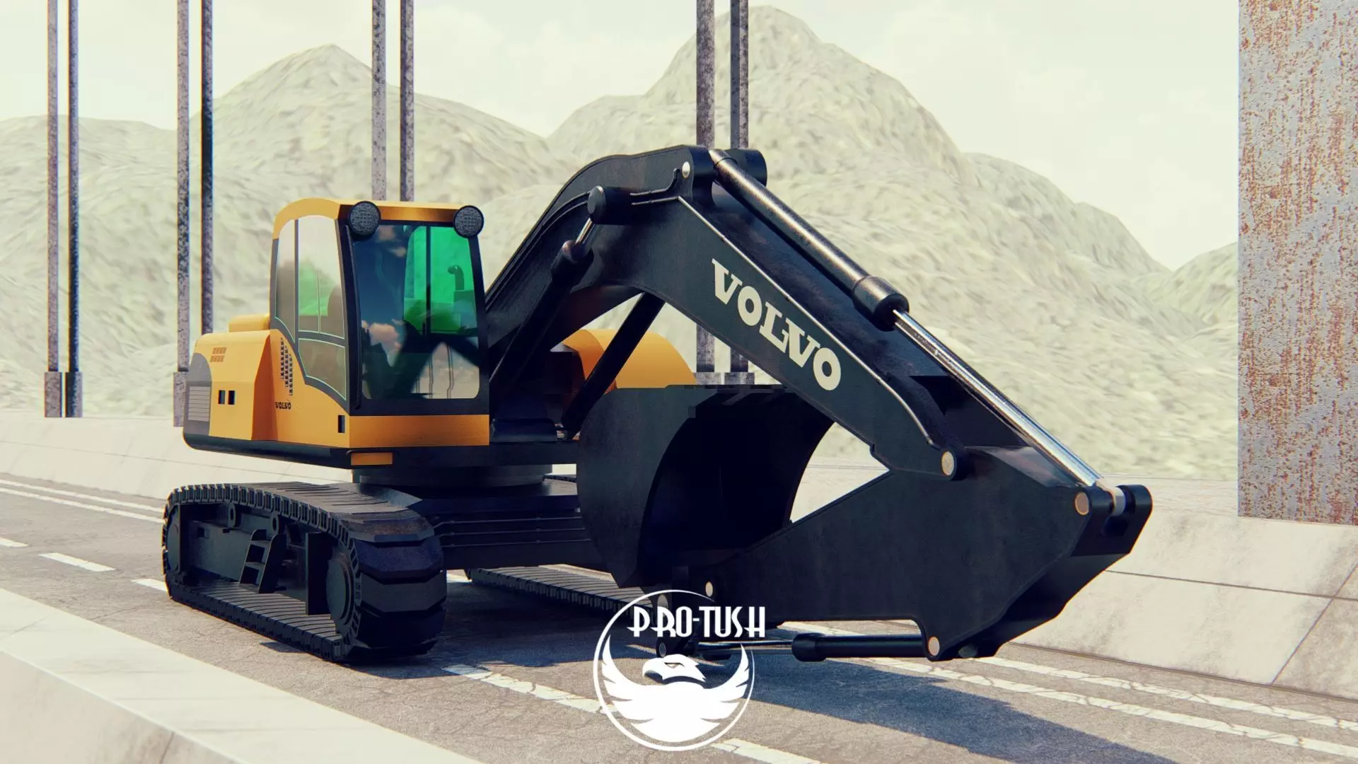 EXCAVATORS VOLVO EC210B Low-poly 3D model