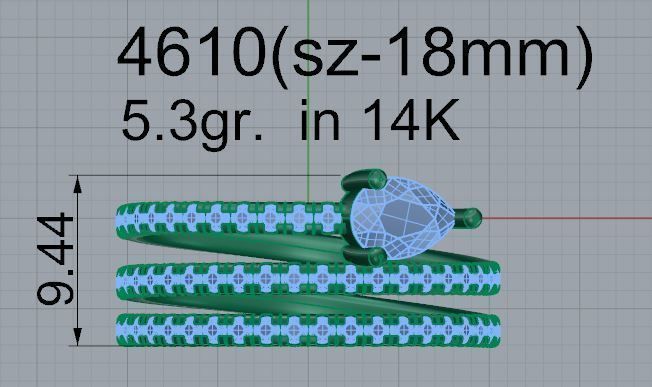 Pear Cut Diamond Spiral Ring 4610 3D print model_4