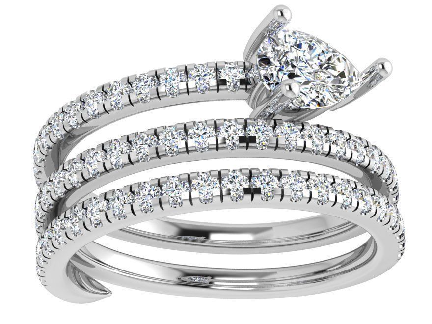 Pear Cut Diamond Spiral Ring 4610 3D print model_2