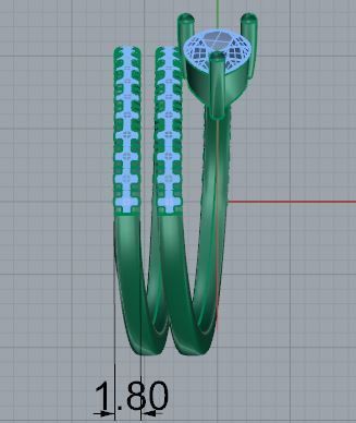 Pear Cut Diamond Spiral Ring 4610 3D print model_6