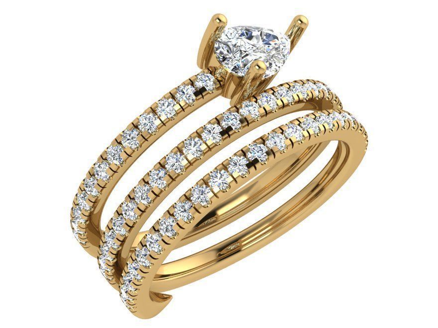 Pear Cut Diamond Spiral Ring 4610 3D print model_1