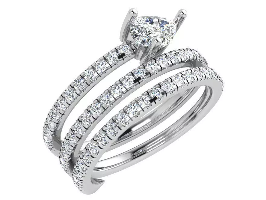 Pear Cut Diamond Spiral Ring 4610 3D print model_0