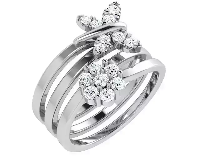 Spiral Ring With Flower and Butterfly Elements 4614