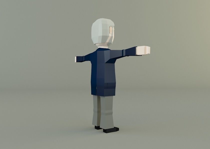 low polygon man 02 3D model_2