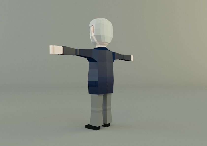 low polygon man 02 3D model_1