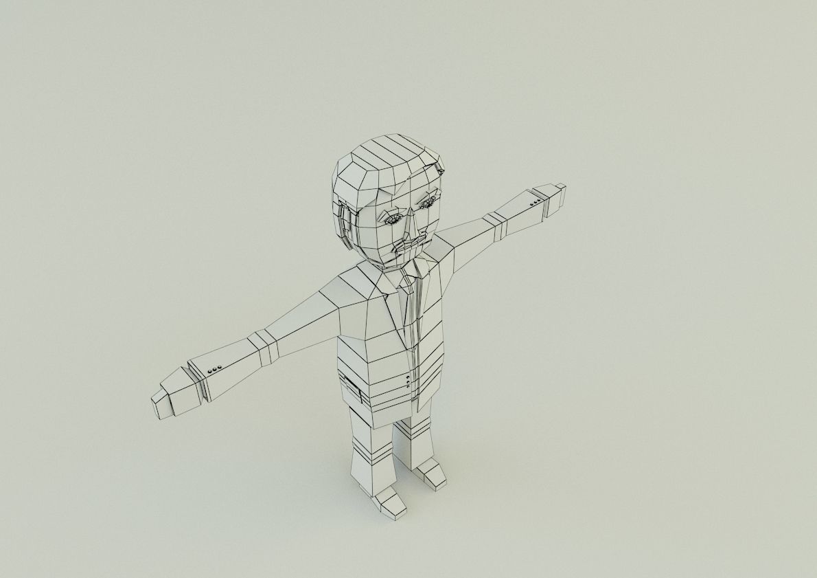 low polygon man 02 3D model_9