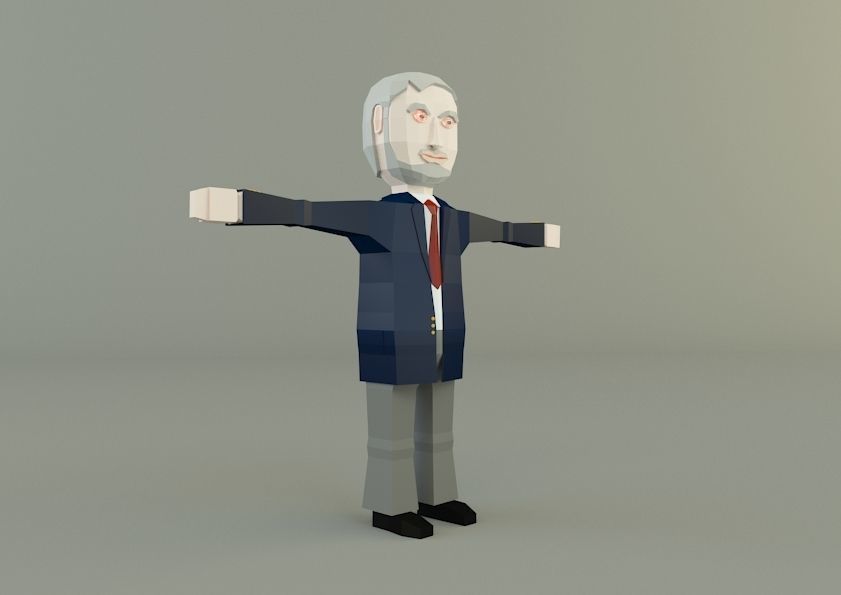 low polygon man 02 3D model_3