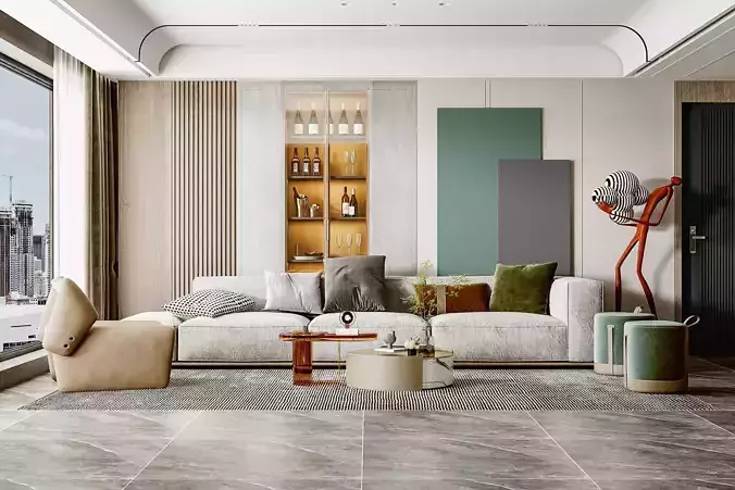 living Modern room 3D model