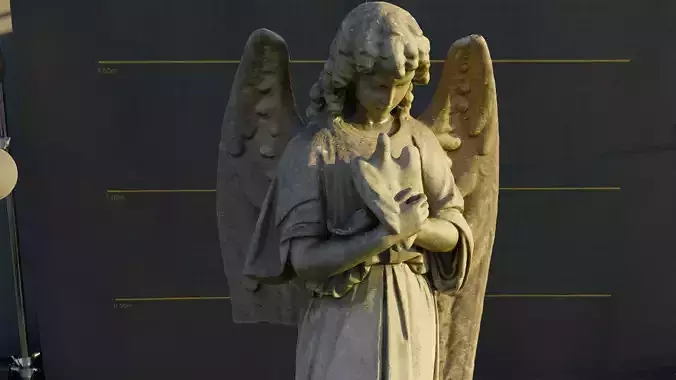 Photogrammetry Model of a gravestone Winged Angel holding a Dove