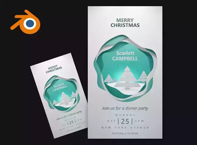 Christmas card 3D mockup for Blender