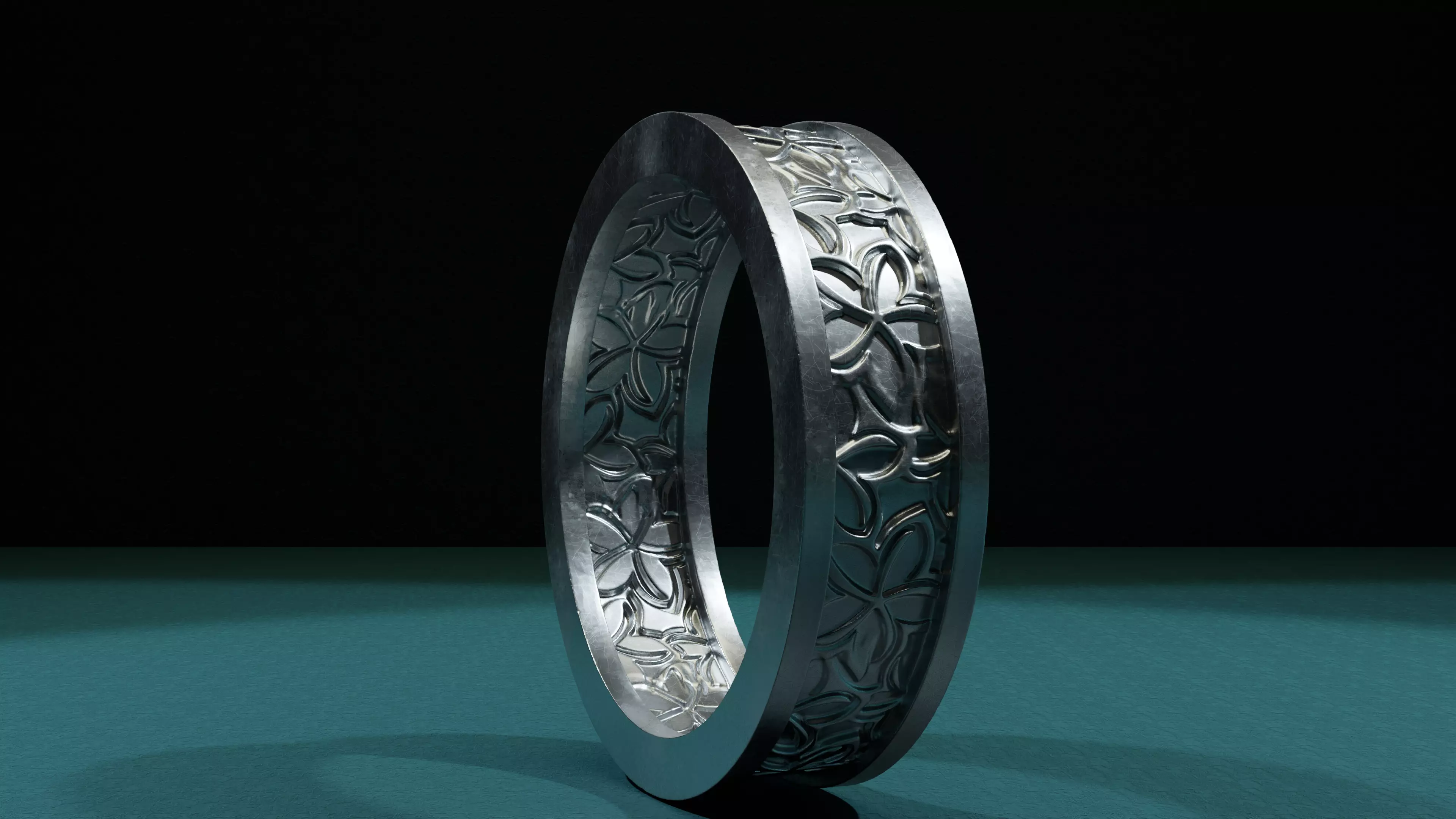 Flower Detailed Unisex Ring 3D print model