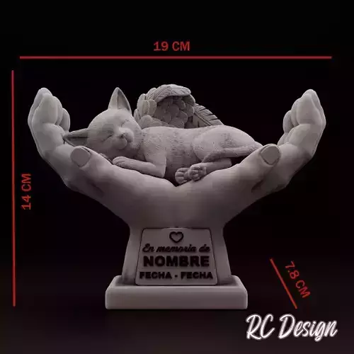 Memorial Cat in Hands Gato en manos 3D print model