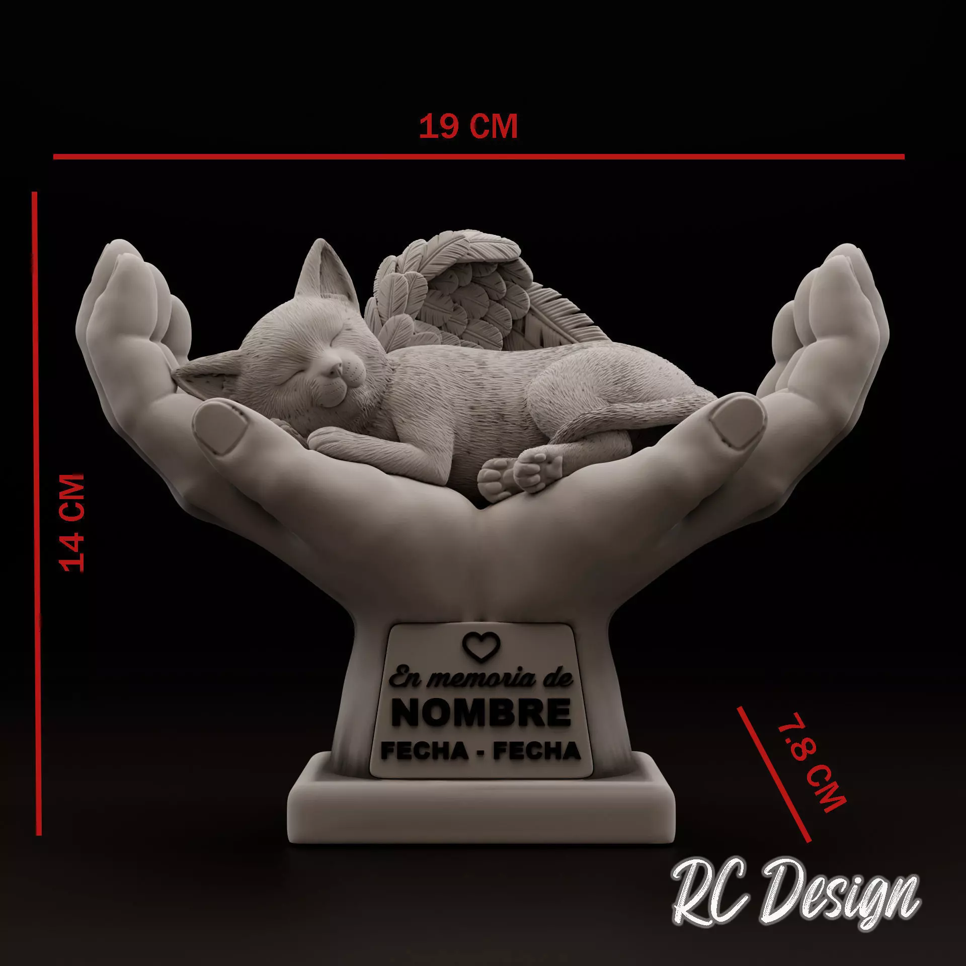 Memorial Cat in Hands Gato en manos 3D print model_0