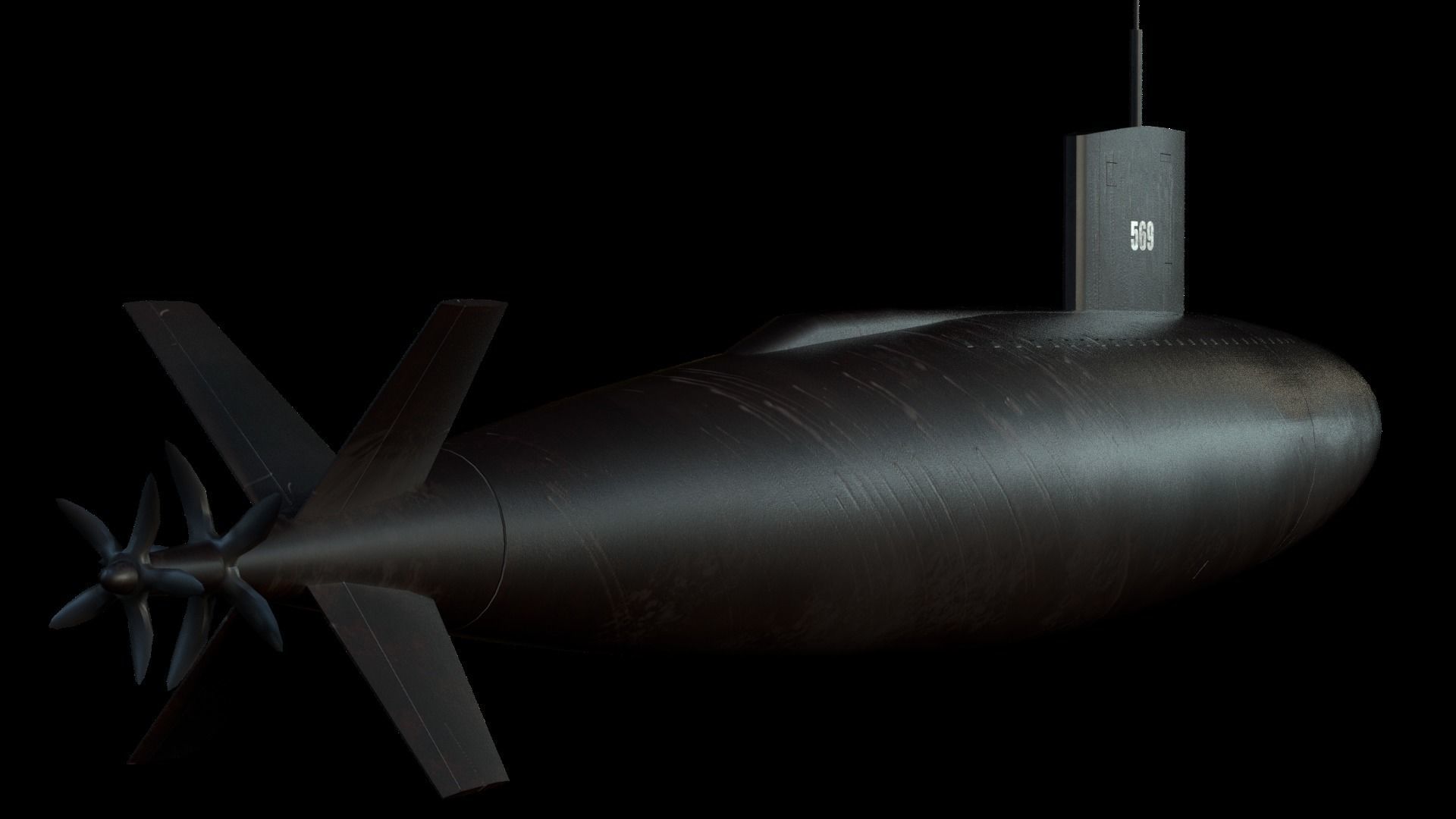 USS Albacore Submarine Low-poly 3D model_3