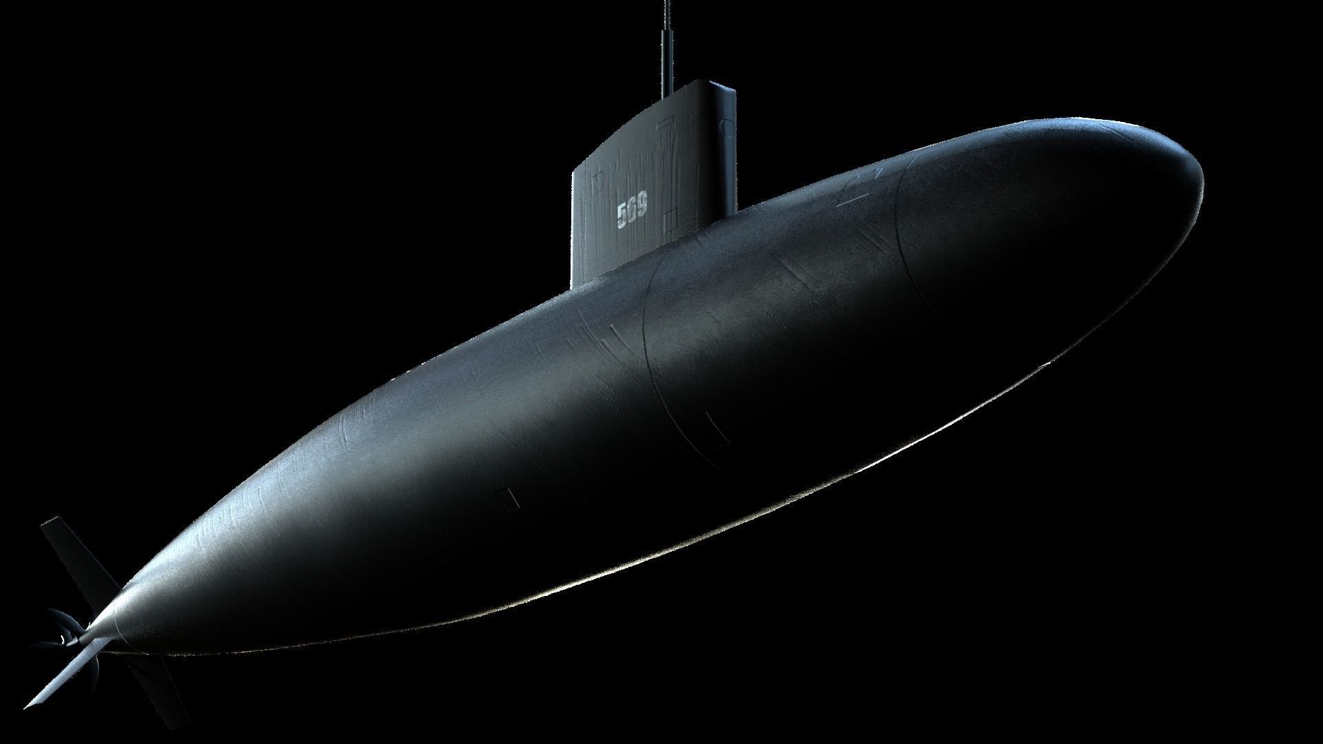 USS Albacore Submarine Low-poly 3D model_5