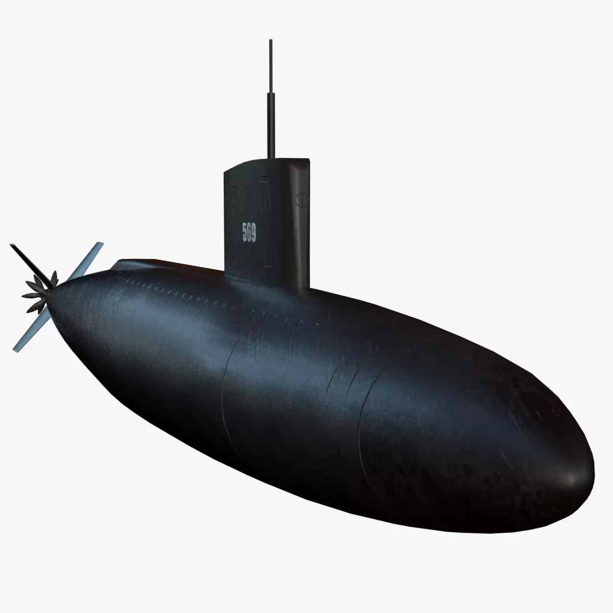 USS Albacore Submarine Low-poly 3D model_0