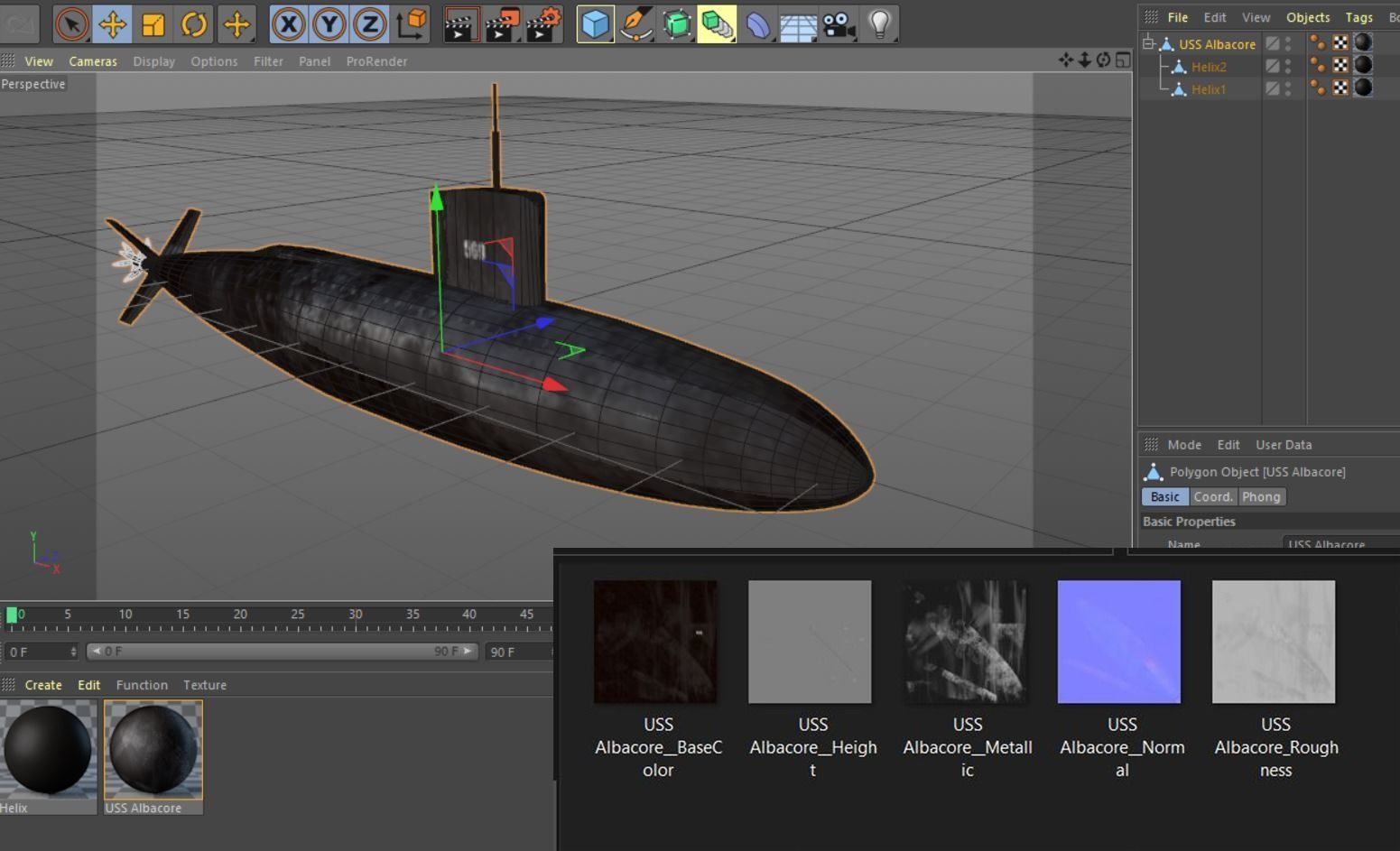 USS Albacore Submarine Low-poly 3D model_7