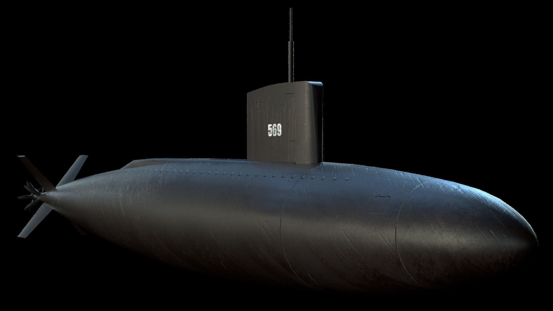 USS Albacore Submarine Low-poly 3D model_1