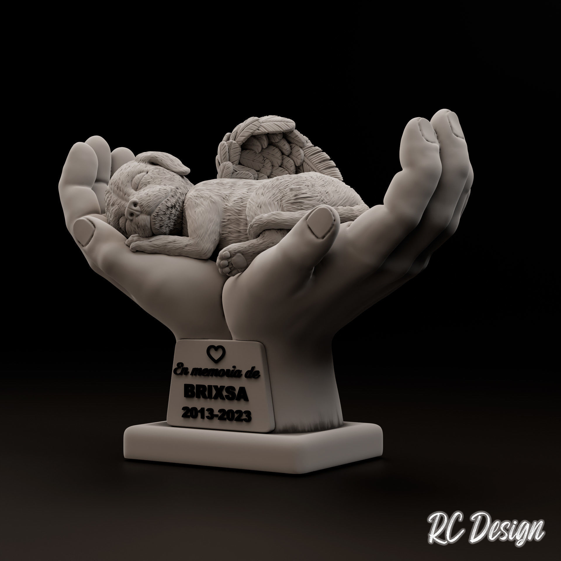 Memorial Dog in Hands Perro en manos 3D print model_3
