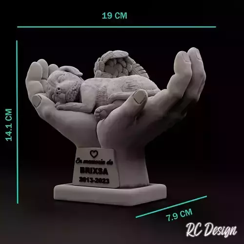 Memorial Dog in Hands Perro en manos 3D print model