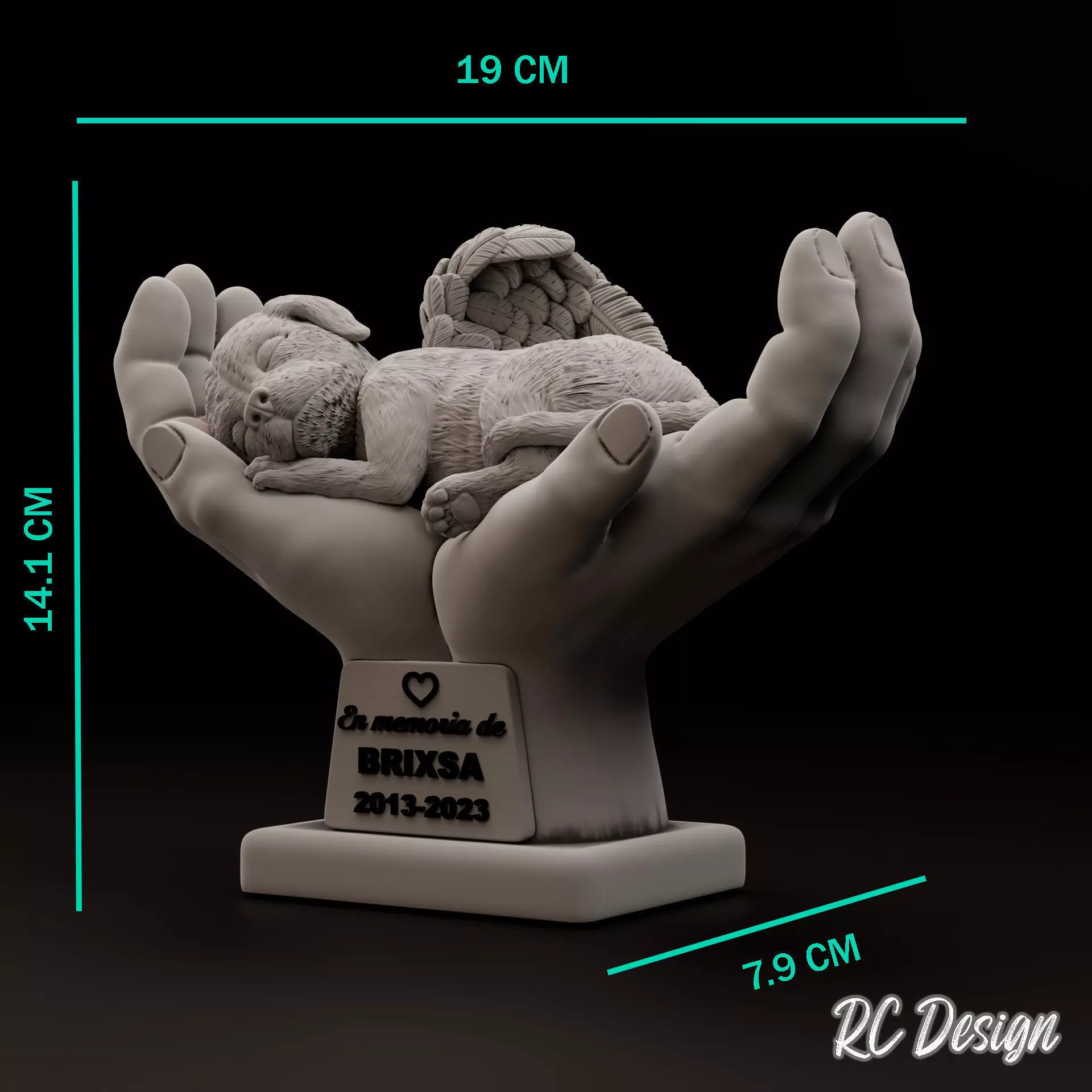 Memorial Dog in Hands Perro en manos 3D print model_0
