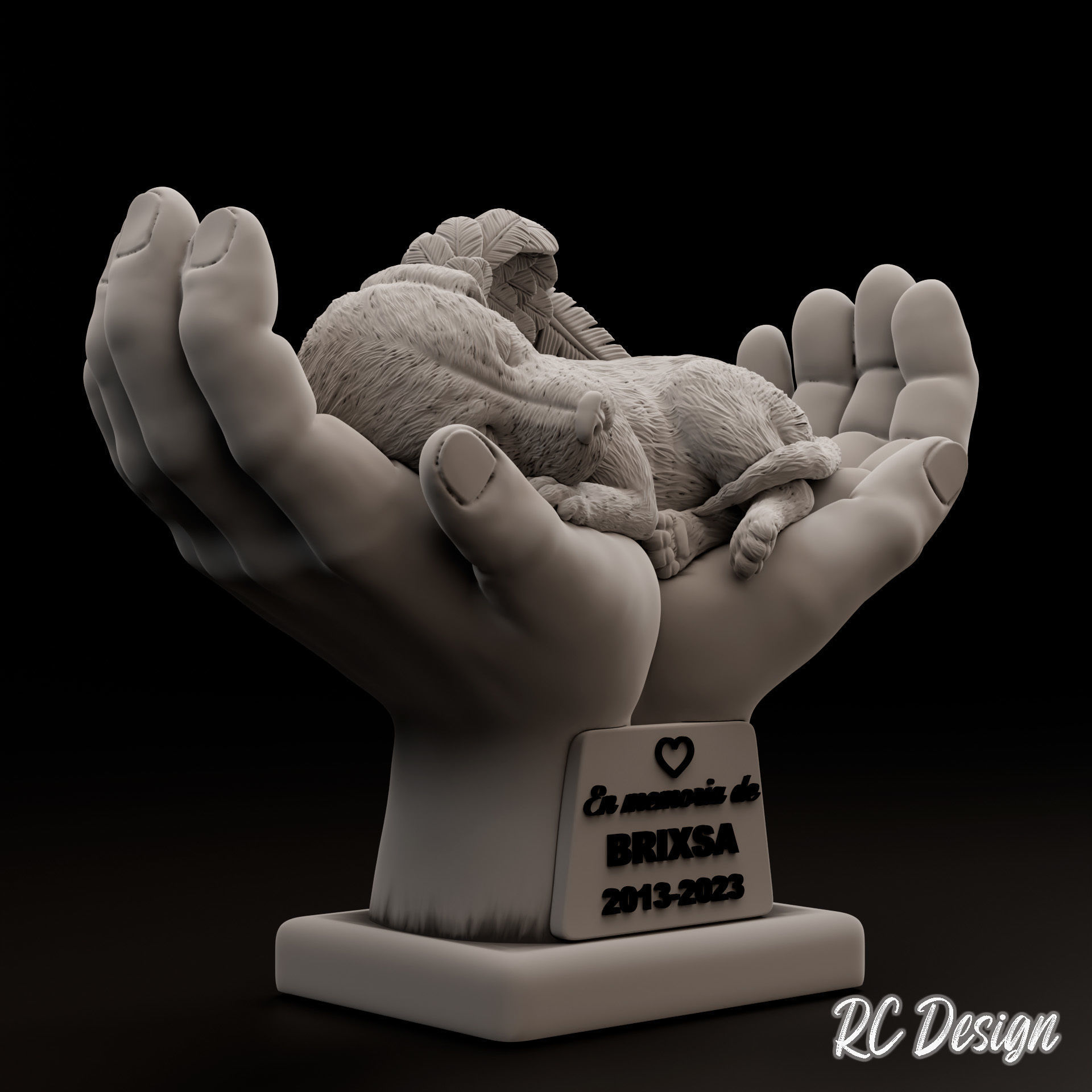 Memorial Dog in Hands Perro en manos 3D print model_4
