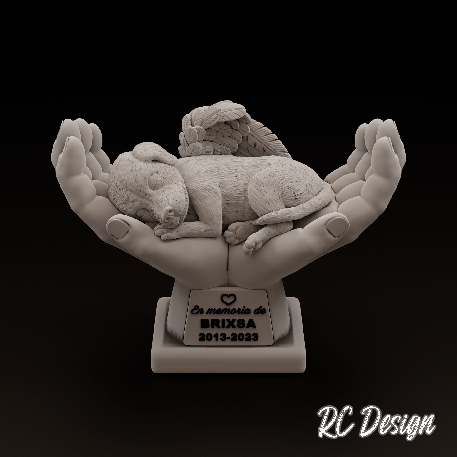 Memorial Dog in Hands Perro en manos 3D print model_2