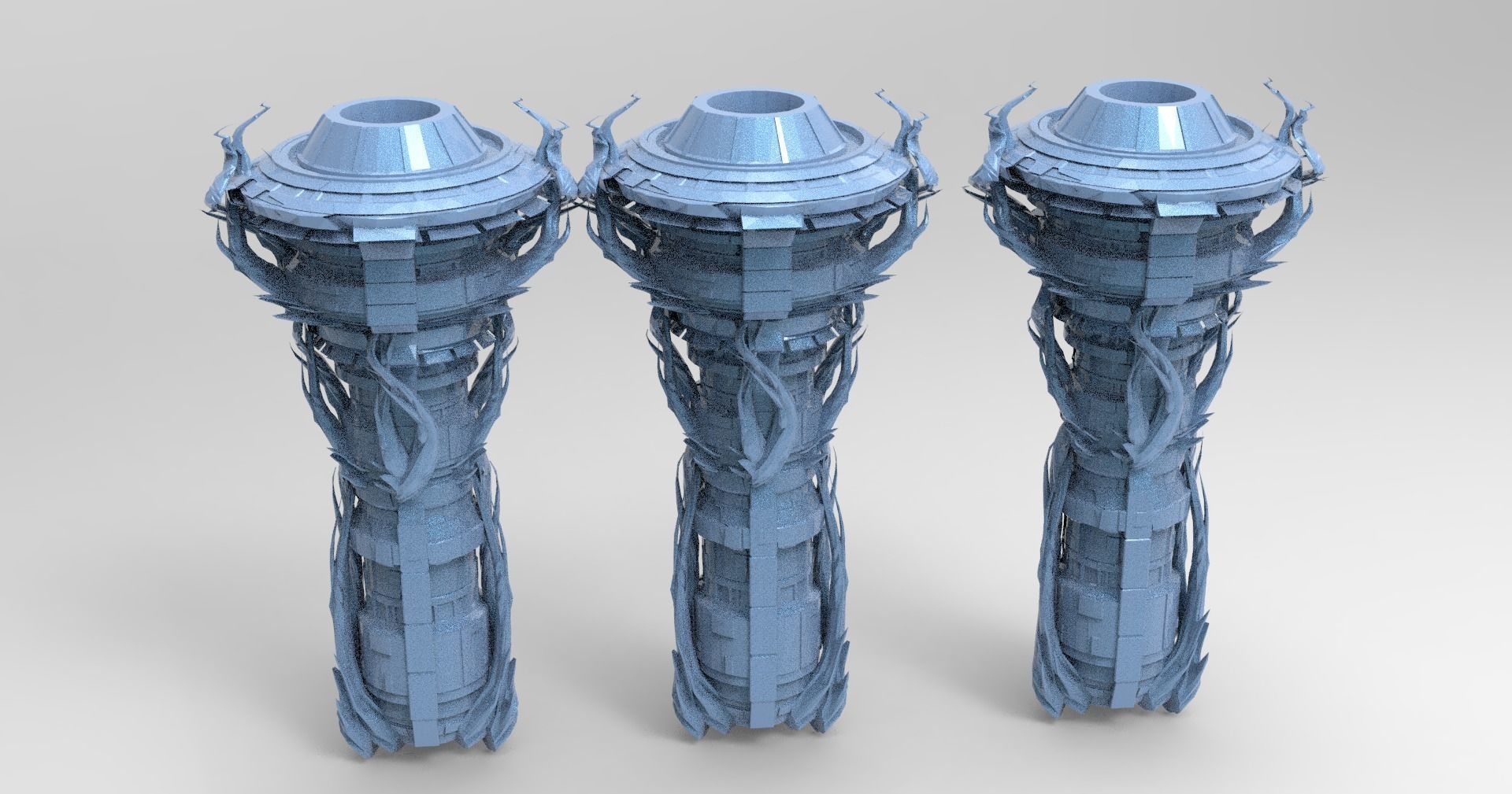 Cthulhu ocean Sci fi Towers collection Low-poly 3D model_2