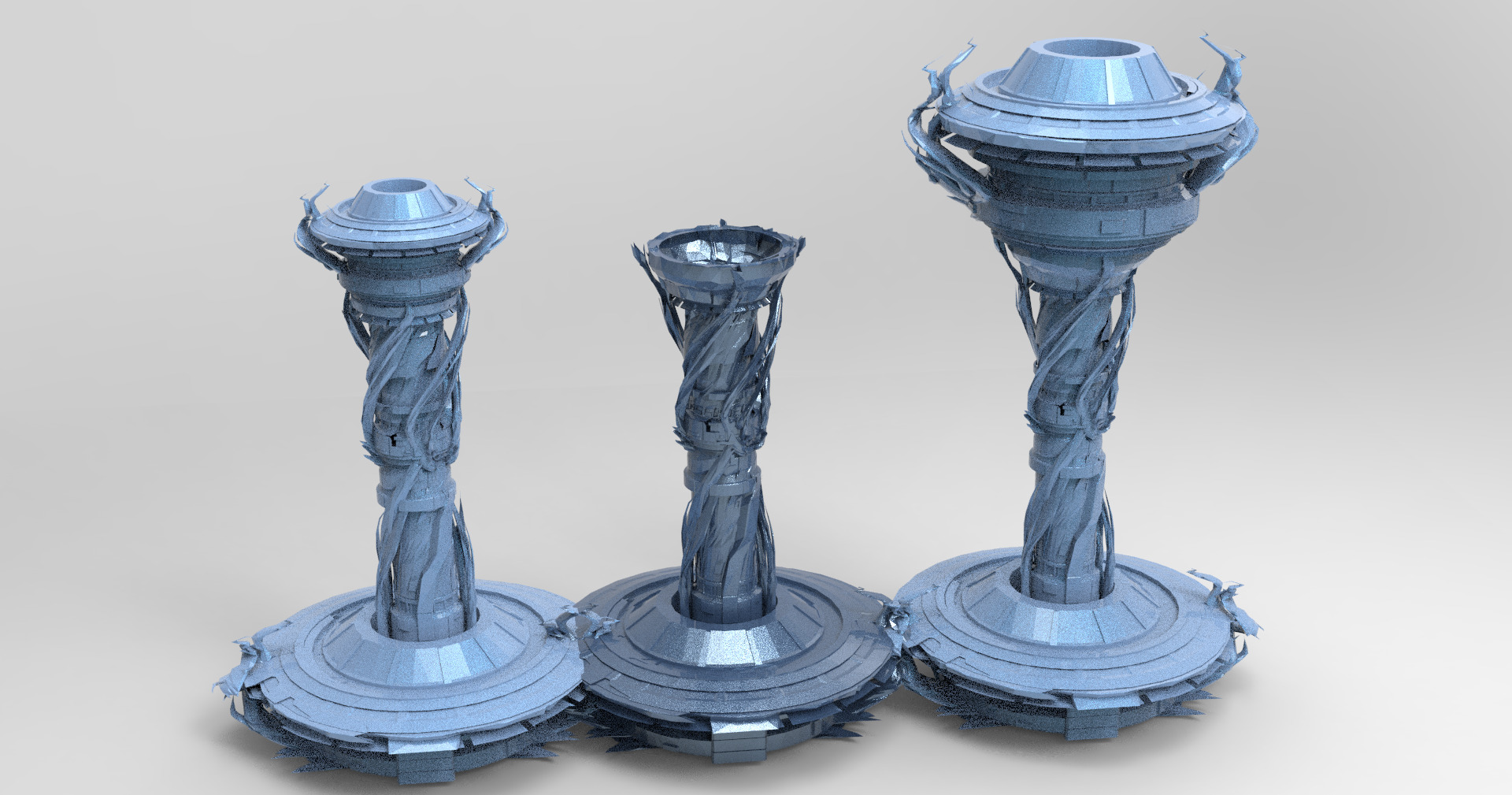 Cthulhu ocean Sci fi Towers collection Low-poly 3D model_22