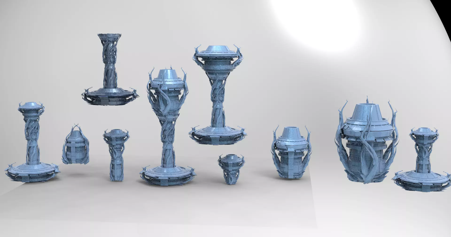 Cthulhu ocean Sci fi Towers collection Low-poly 3D model_0