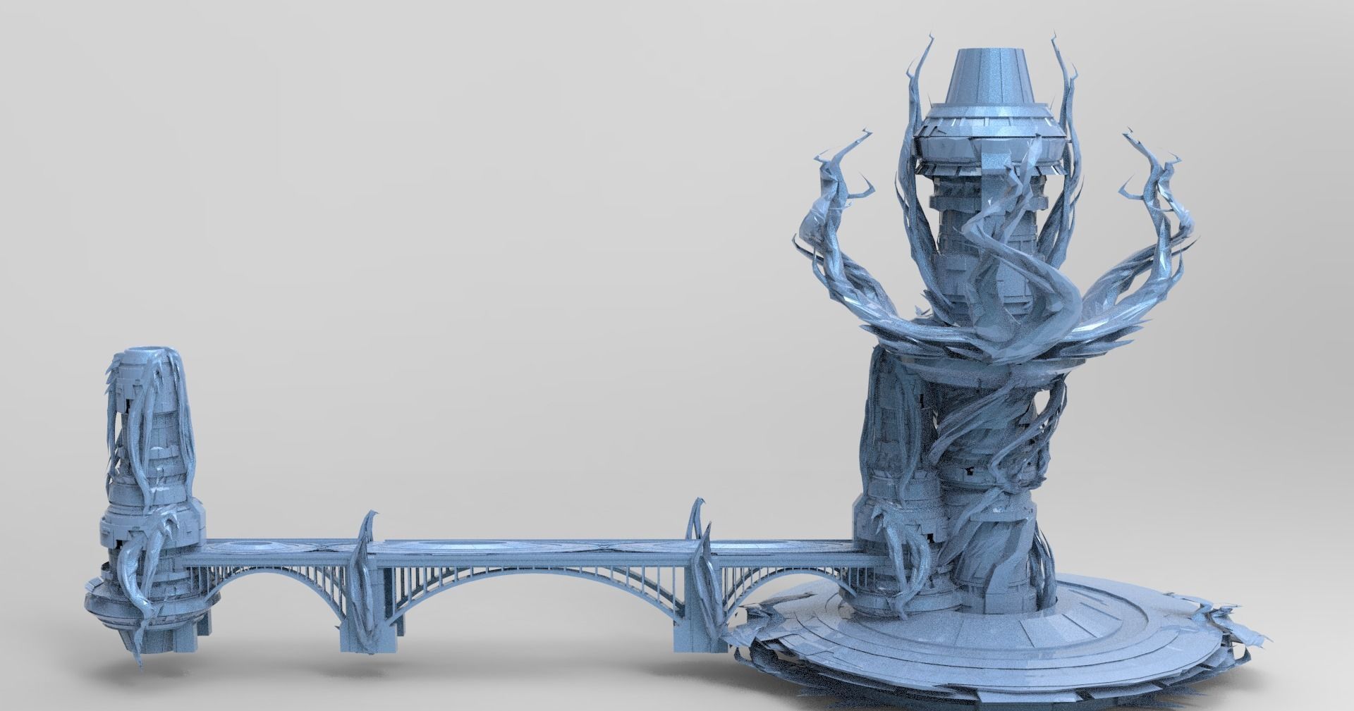 Cthulhu ocean Sci fi Towers collection Low-poly 3D model_15