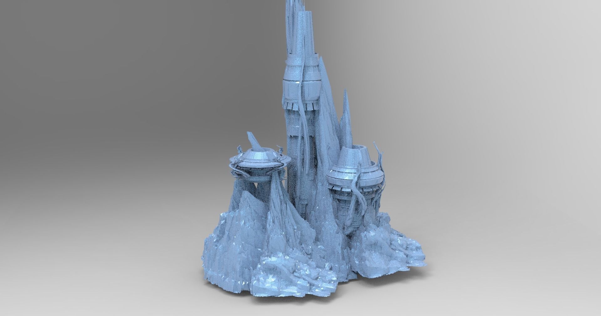 Cthulhu ocean Sci fi Towers collection full  Low-poly 3D model_12