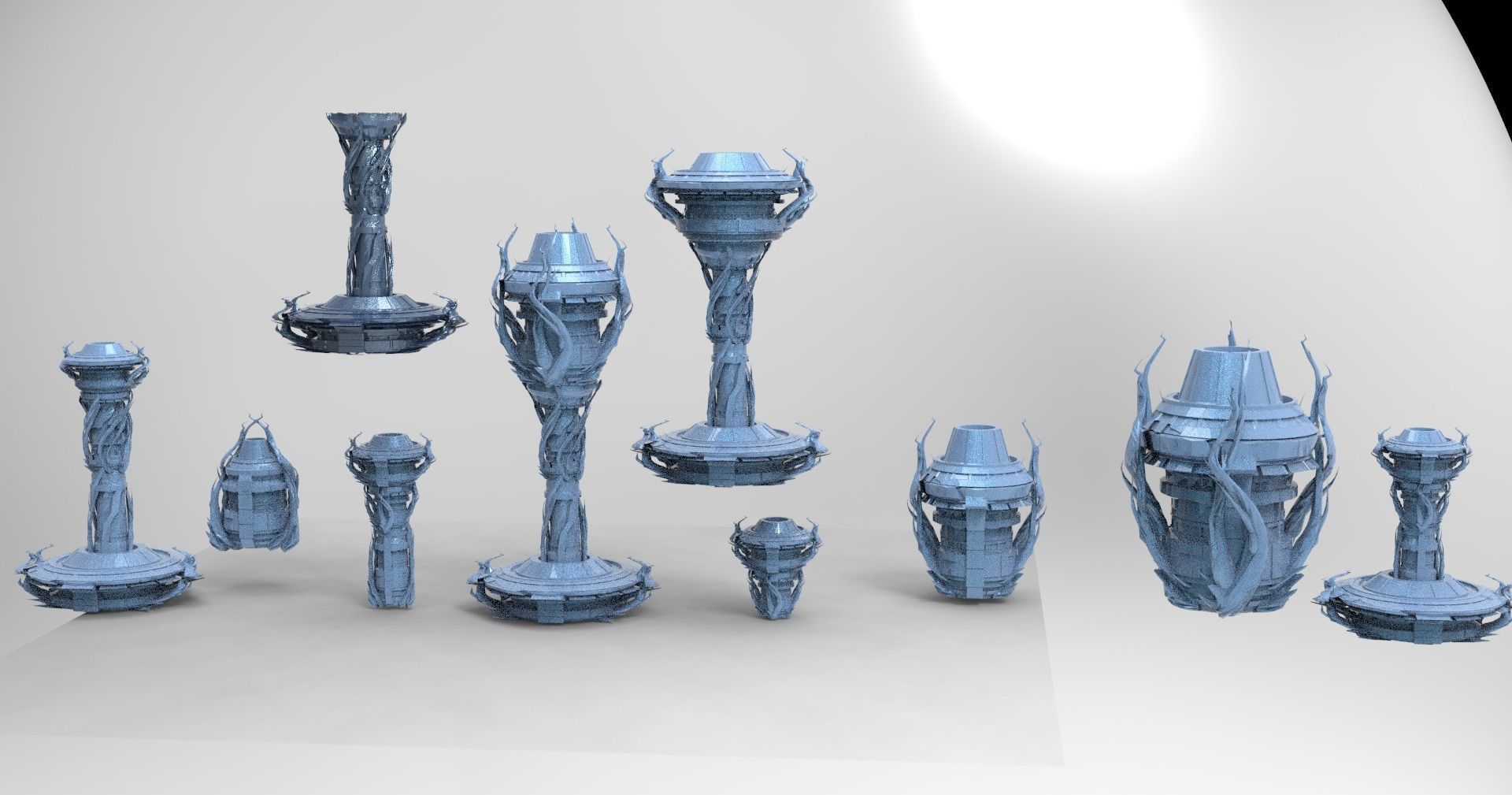 Cthulhu ocean Sci fi Towers collection full  Low-poly 3D model_10