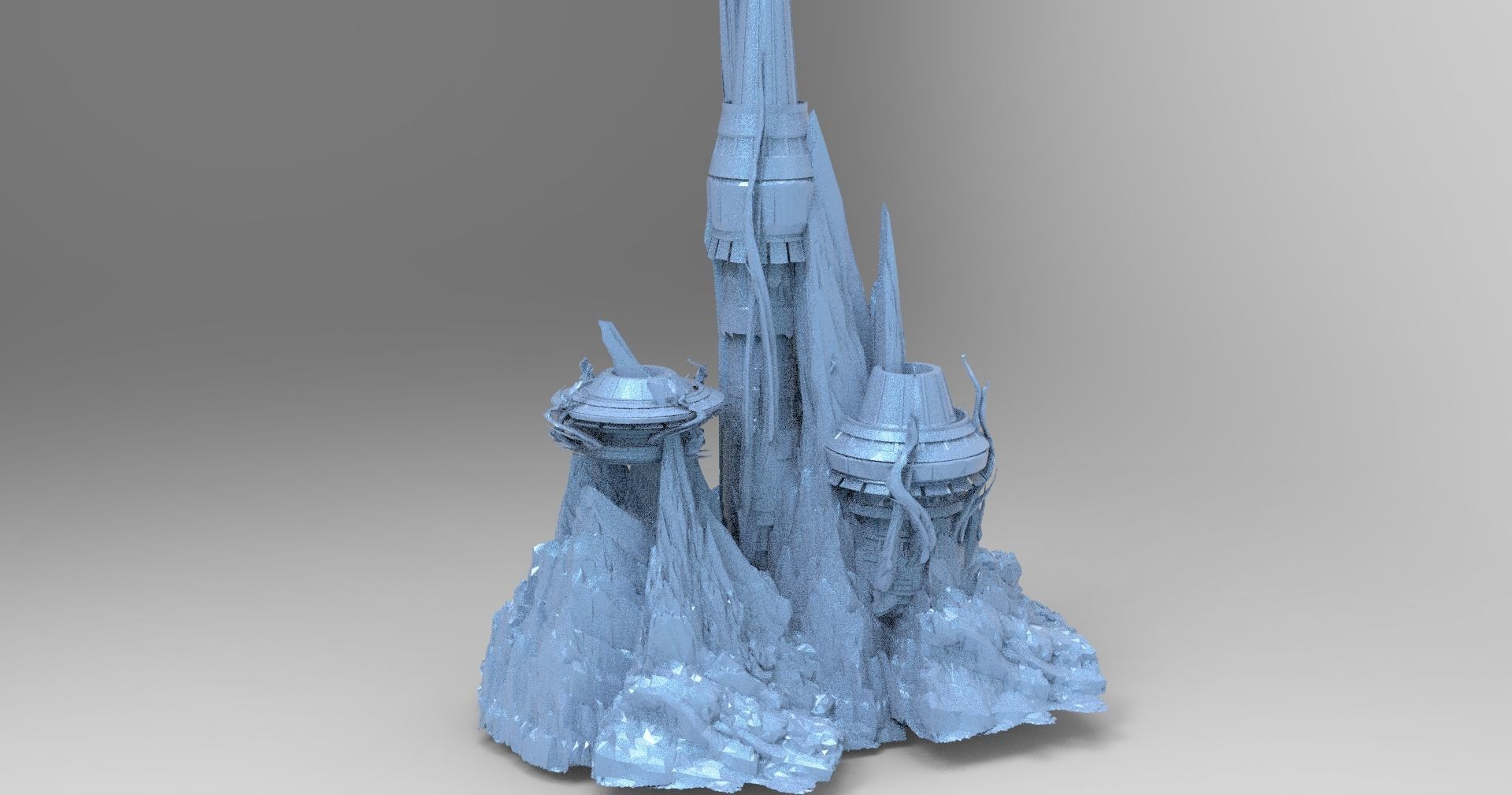 Cthulhu ocean Sci fi Towers collection full  Low-poly 3D model_16