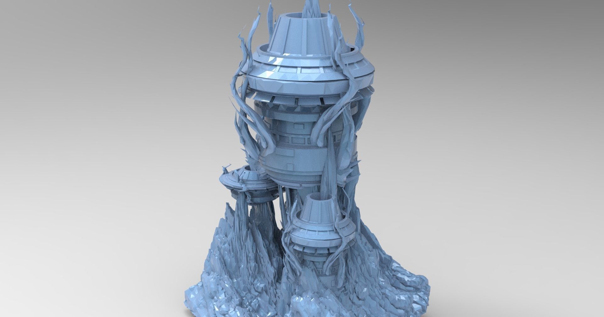 Cthulhu ocean Sci fi Towers collection full  Low-poly 3D model_13