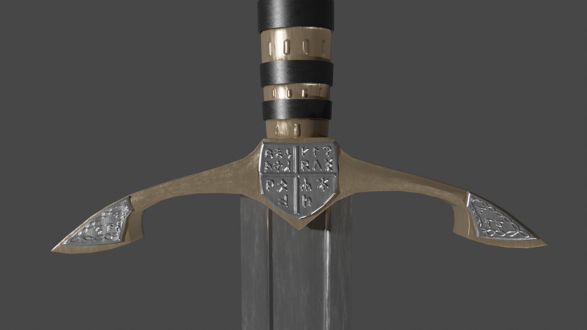 Langsax sword with Excalibur handle Low-poly 3D model_9
