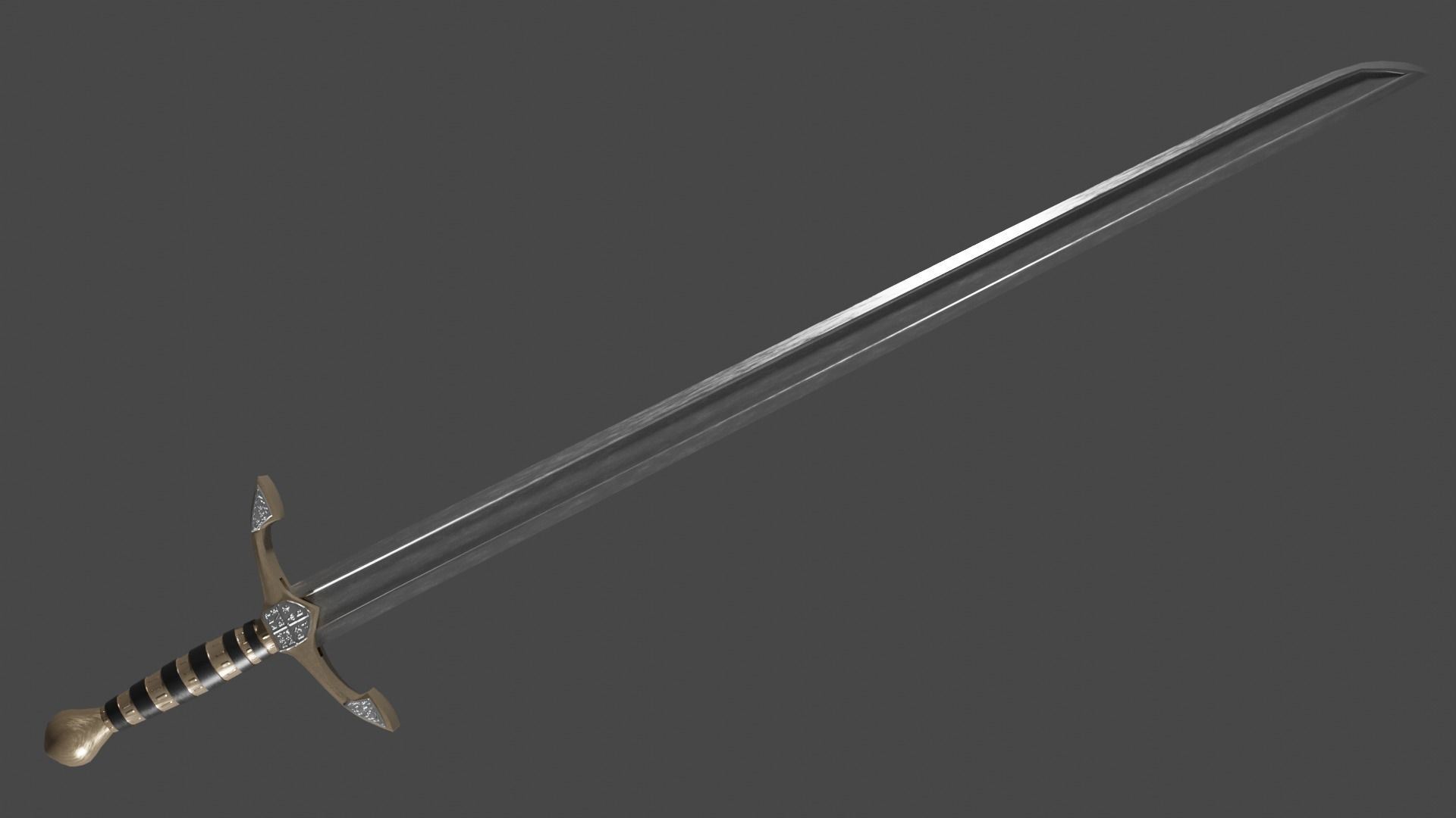Langsax sword with Excalibur handle Low-poly 3D model_2