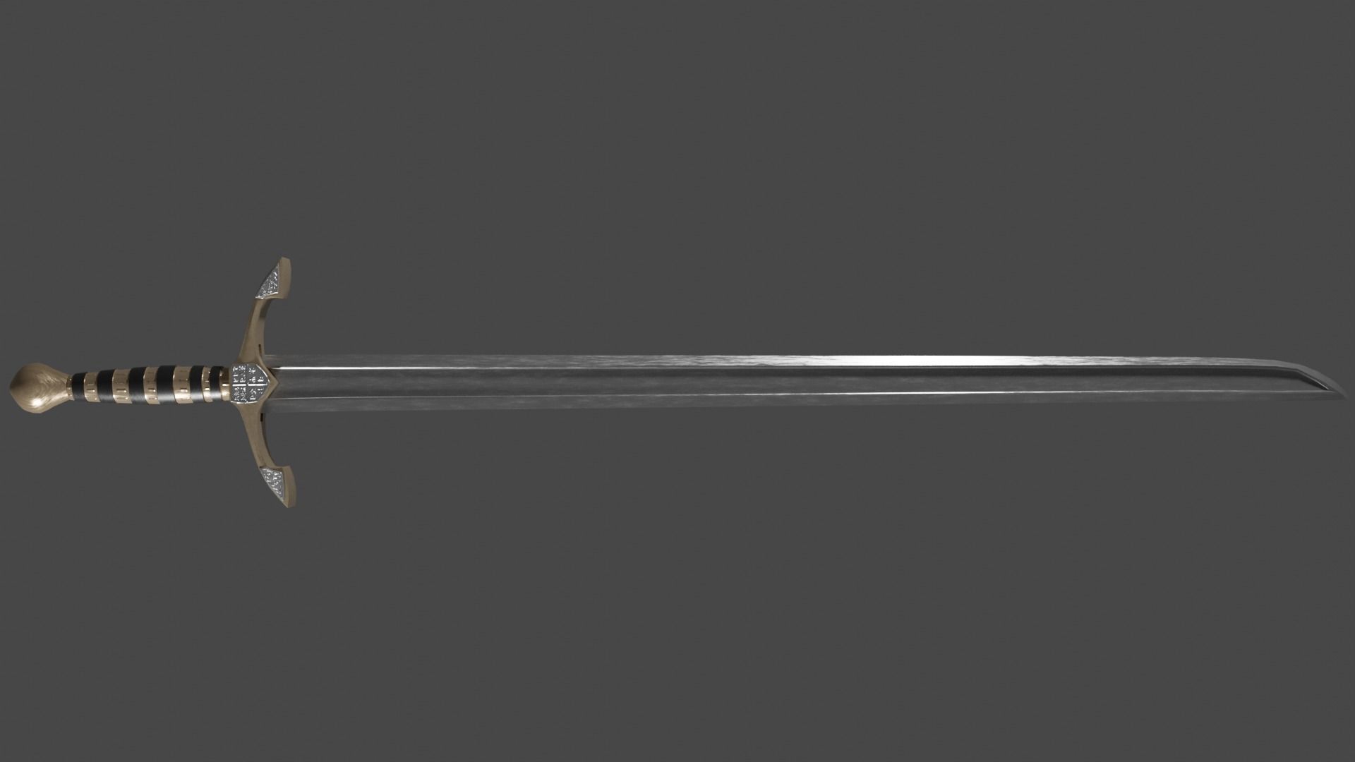 Langsax sword with Excalibur handle Low-poly 3D model_5