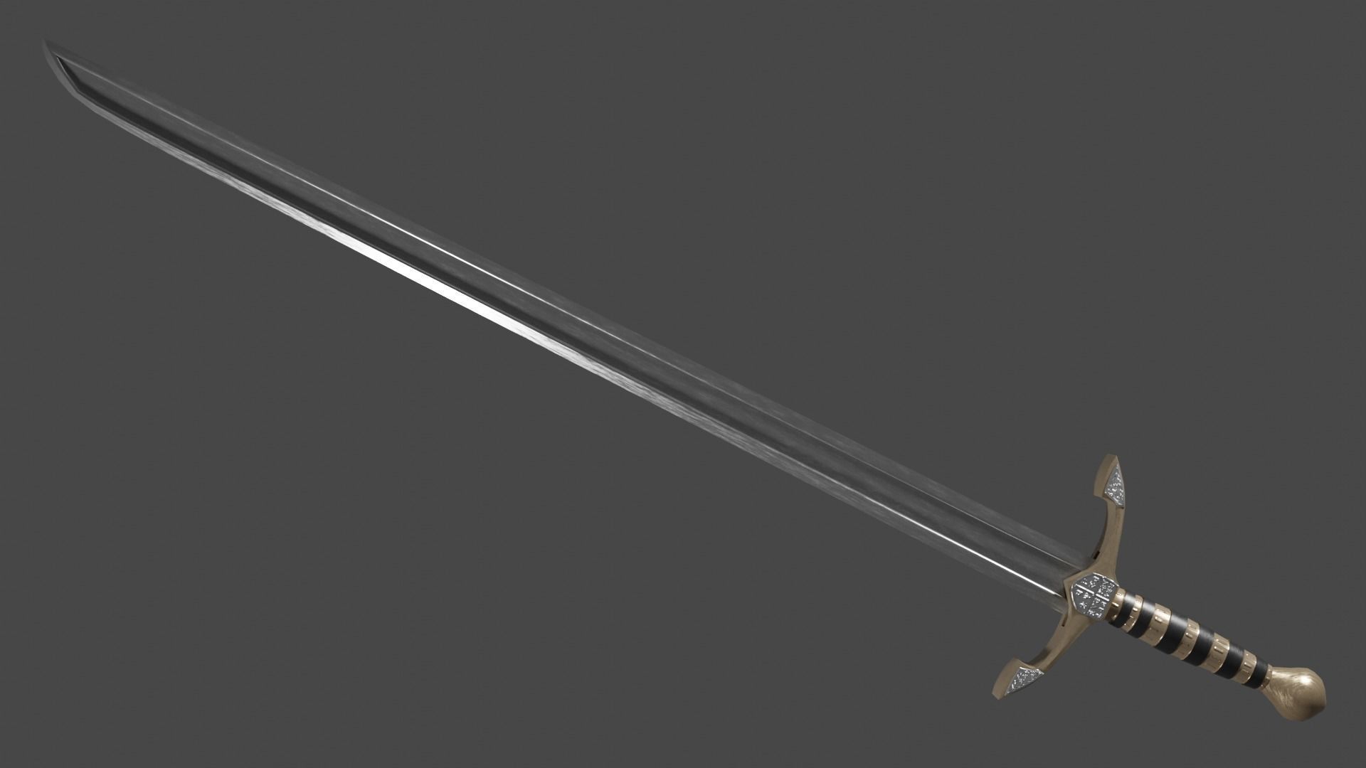Langsax sword with Excalibur handle Low-poly 3D model_3