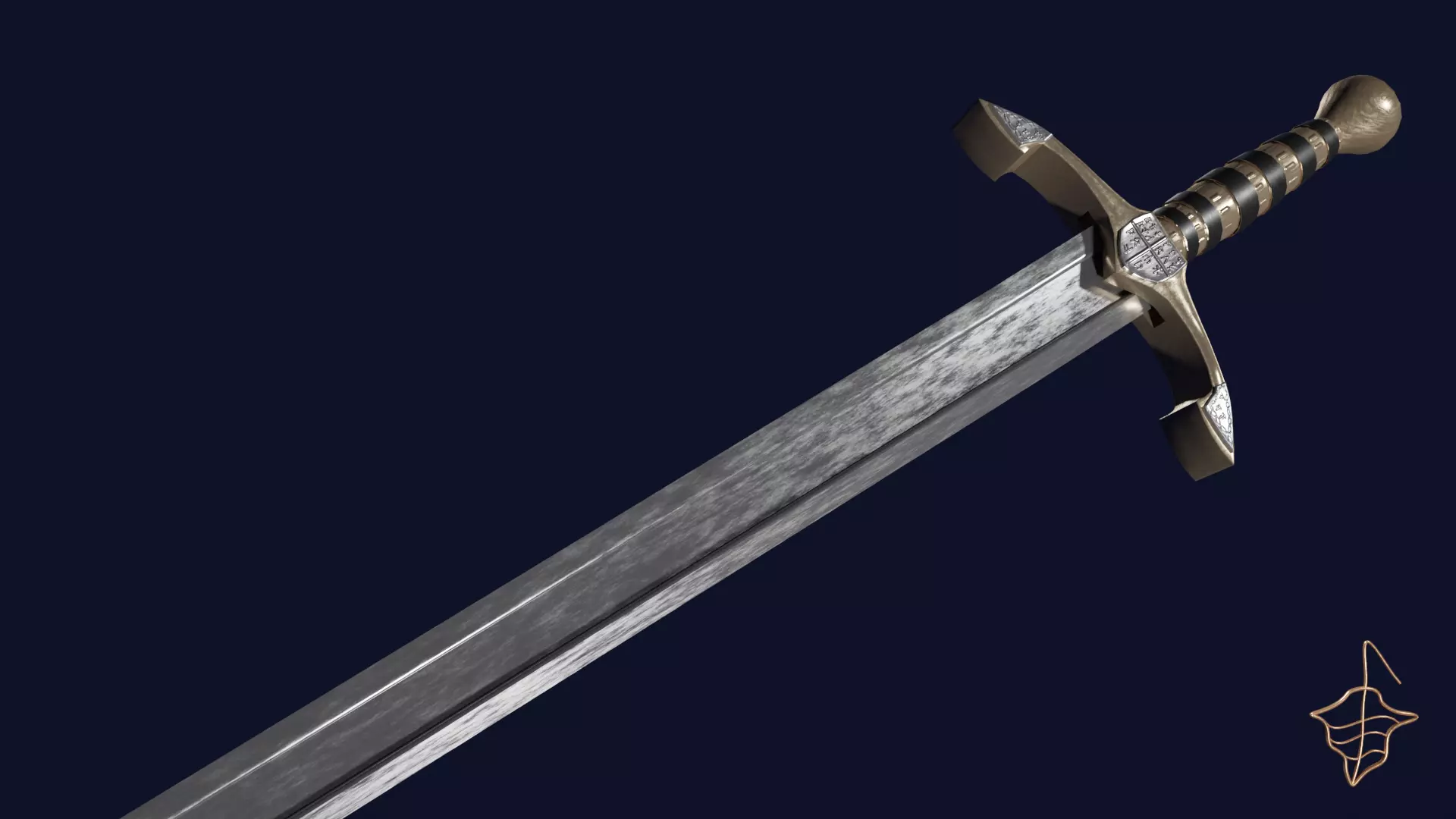 Langsax sword with Excalibur handle Low-poly 3D model_0