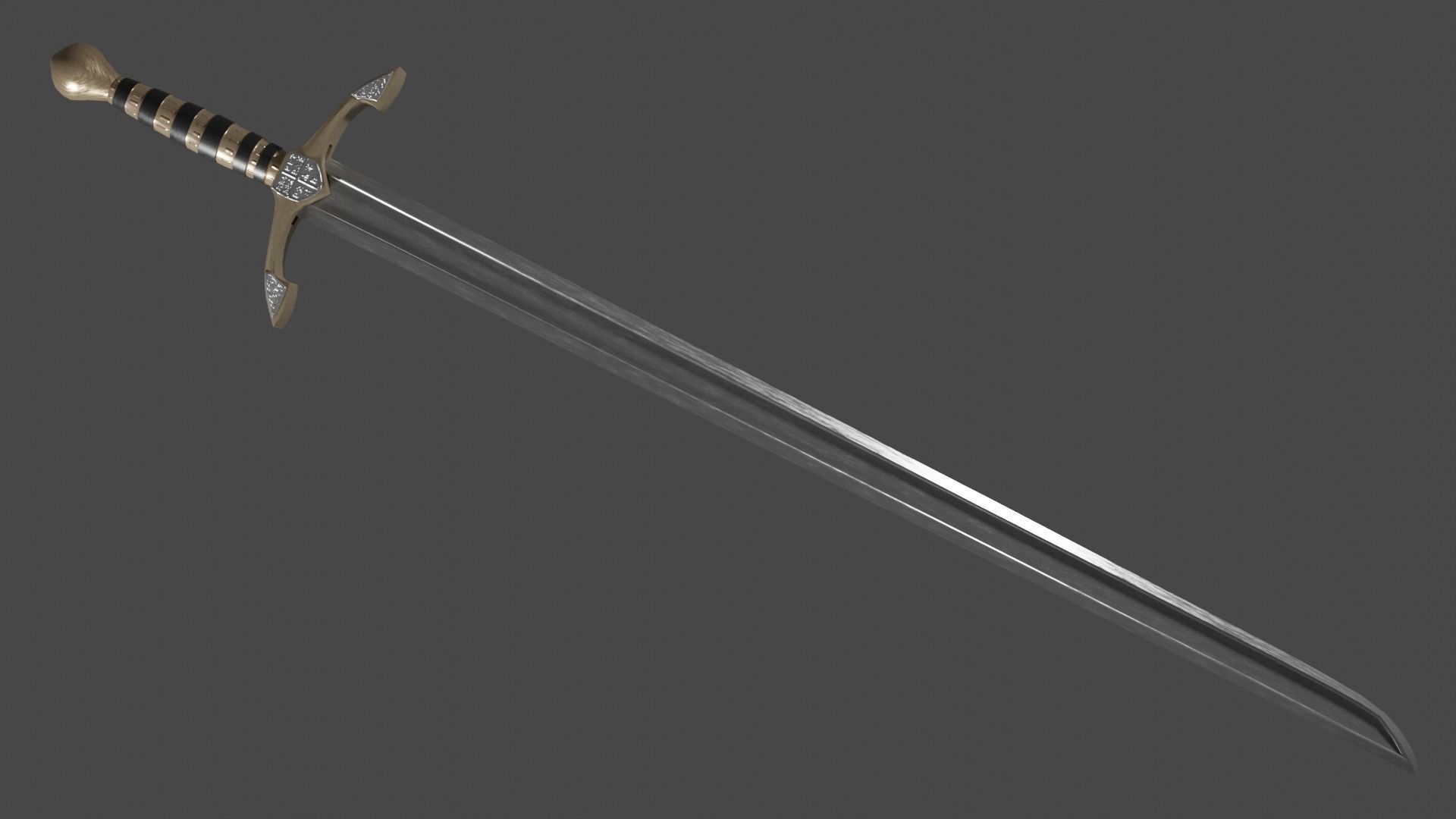 Langsax sword with Excalibur handle Low-poly 3D model_1