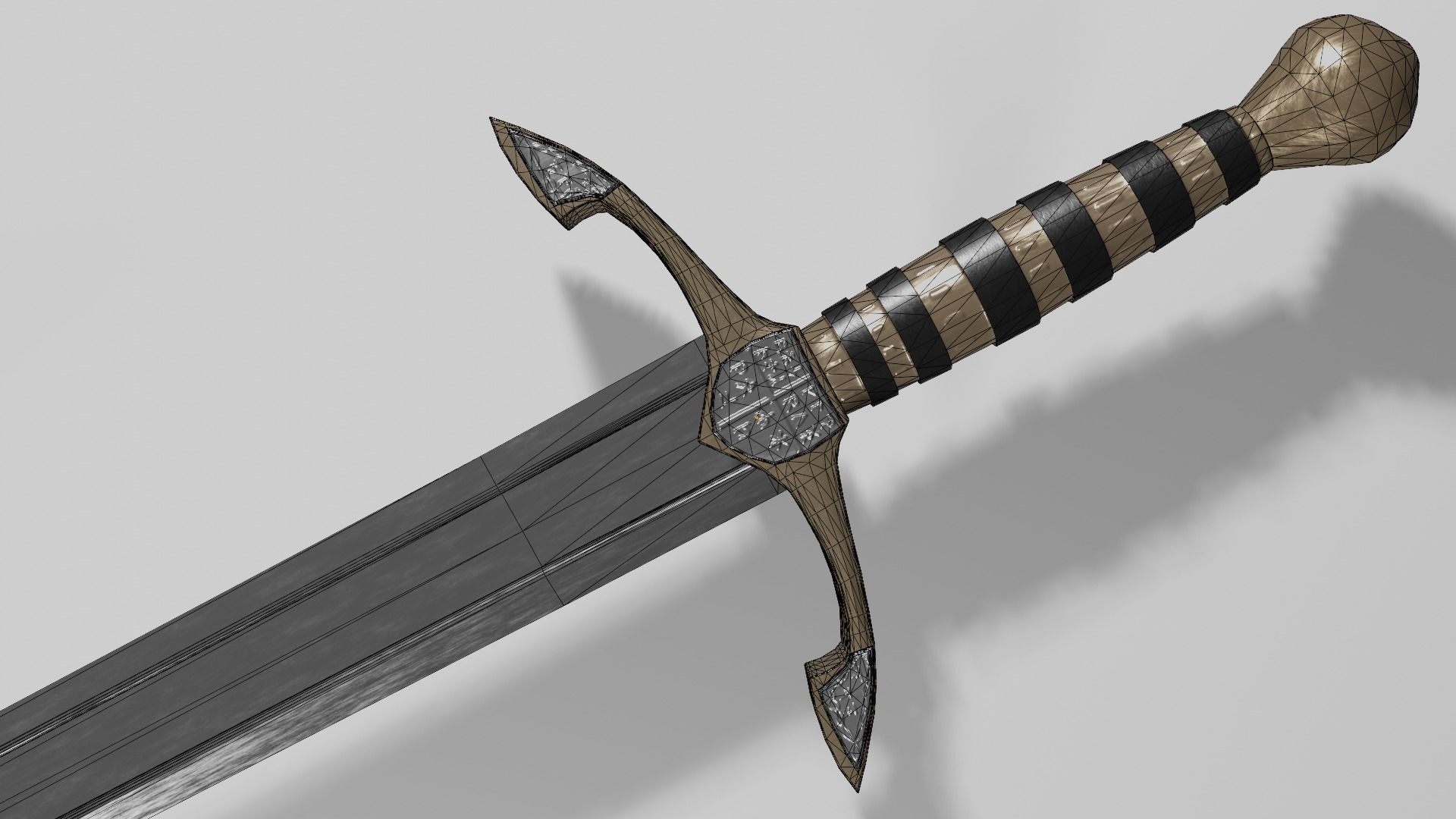 Langsax sword with Excalibur handle Low-poly 3D model_12