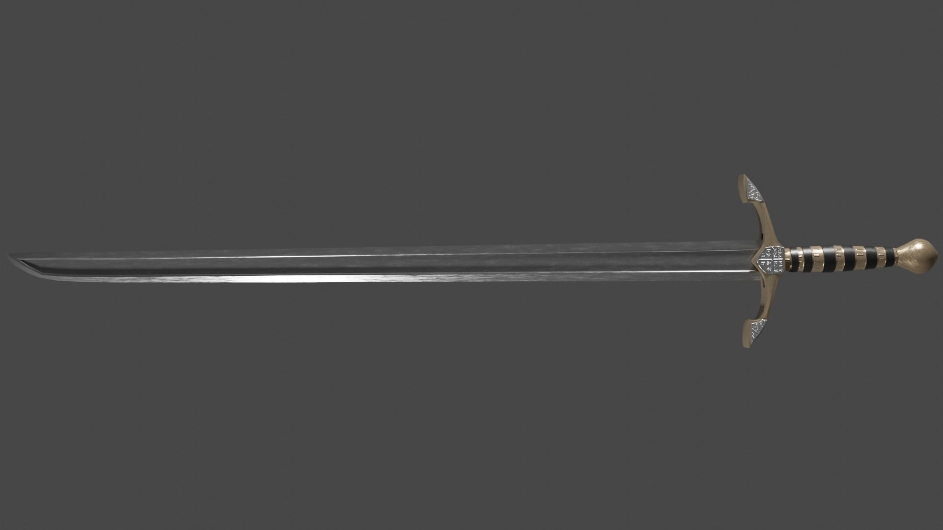 Langsax sword with Excalibur handle Low-poly 3D model_4