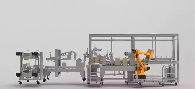Packaging machine production process line 3D model