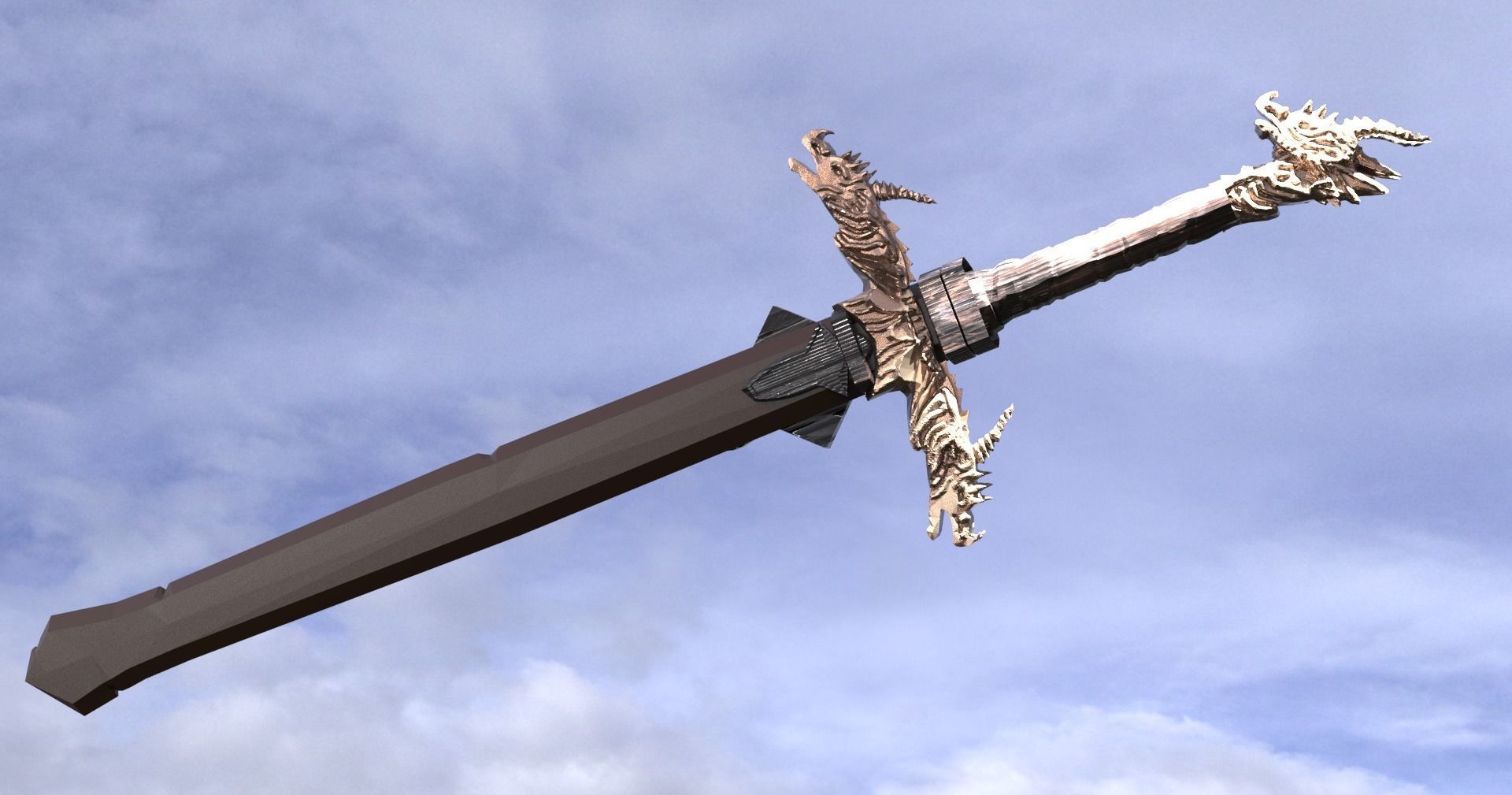 Medieval Dragon Knights sword Low-poly 3D model_1